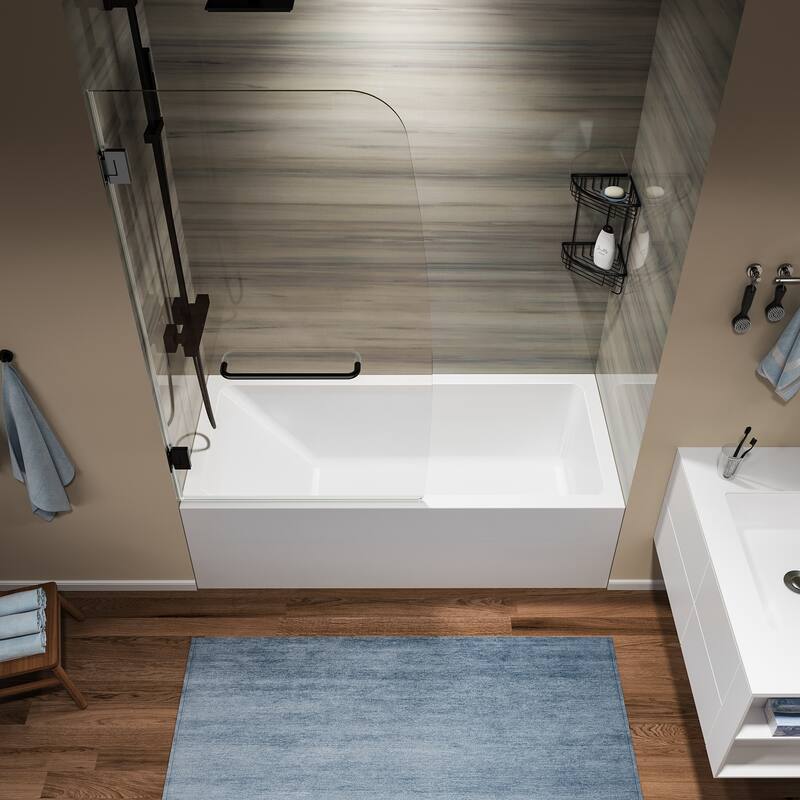 Frameless Shower Door with Clear Glass- 68 in.Wx58 in.H