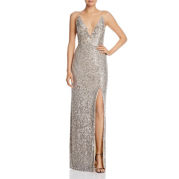 Aidan by Aidan Mattox Womens Evening Dress Sequined Criss-Cross Back. Opens flyout.