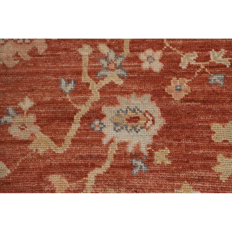 Vegetable Dye Oushak Turkish Large Rug Orange Hand-Knotted Wool Carpet - 10'8"x 13'6"