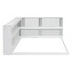 preview thumbnail 9 of 7, White Full Size Wood Floor Bed with L-shaped Bookcases, sliding doors, without slats