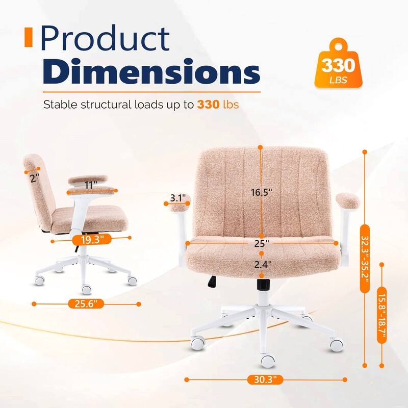 Chenille Swivel Chair With Adjustable Flip-Up Arms For Cross-Legged