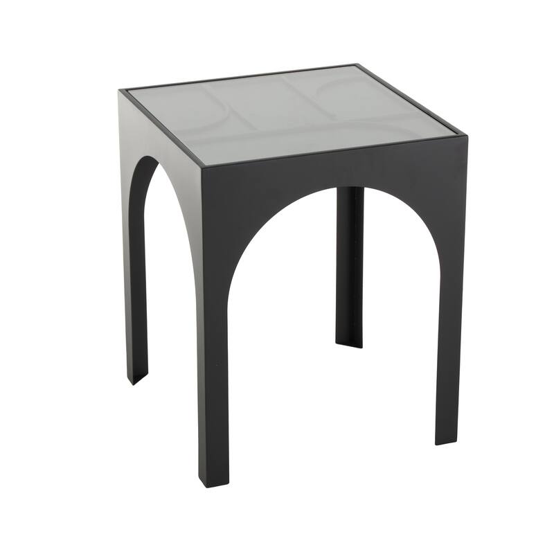 Metal Geometric Accent Table with Glass Top - Black - Roche River Decor