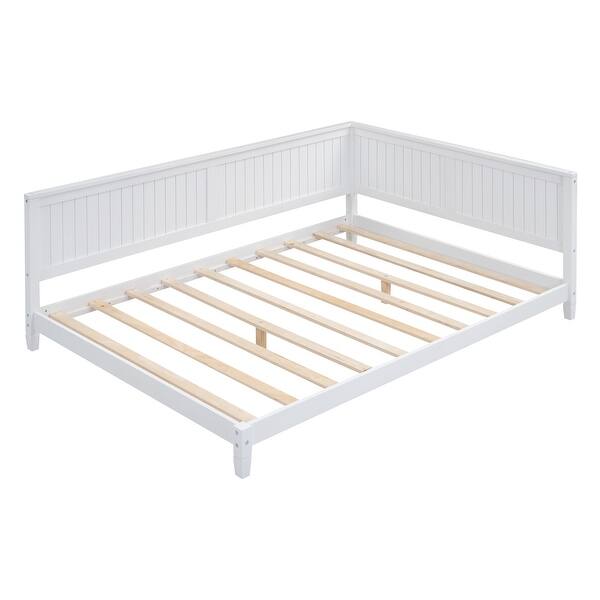 slide 2 of 10, Full Wood Daybed with Mid-Century Modern Design for Bedroom or Living Room White