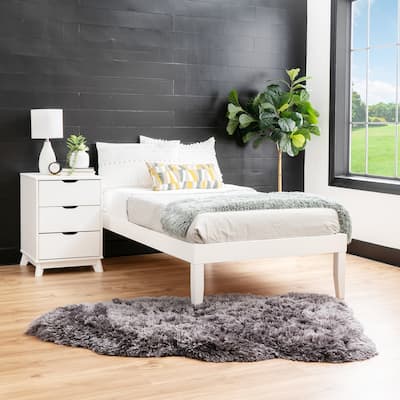 Purcell Pine Wood Twin Bed with 3-Drawer Nightstand Set