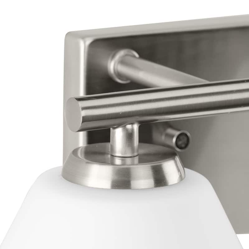 Copeland Collection Two-Light Brushed Nickel Mid-Century Modern Vanity Light - 15 in x 7 in x 7.5 in