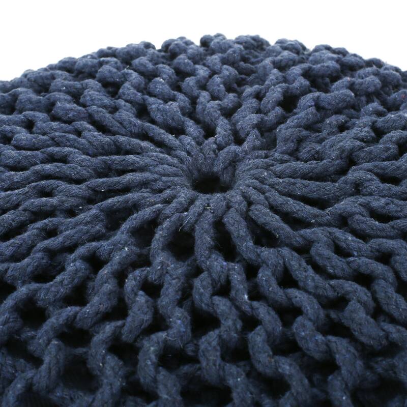 Bordeaux Knitted Cotton Round Pouf,Comfortable choice, multiple functions, classic design, and cozy corners