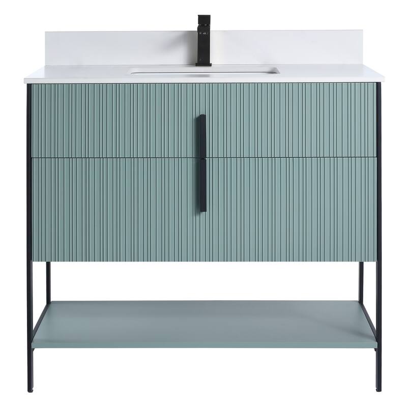 Fine Fixtures Serenity Modern Bathroom Vanity with White Stone Top