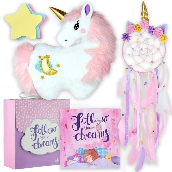 slide 2 of 8, Follow Your Dreams Unicorn Pillow Gift Set, Unicorn Plush, Dream Catcher for Girls Ages 4-9 Years - Multi