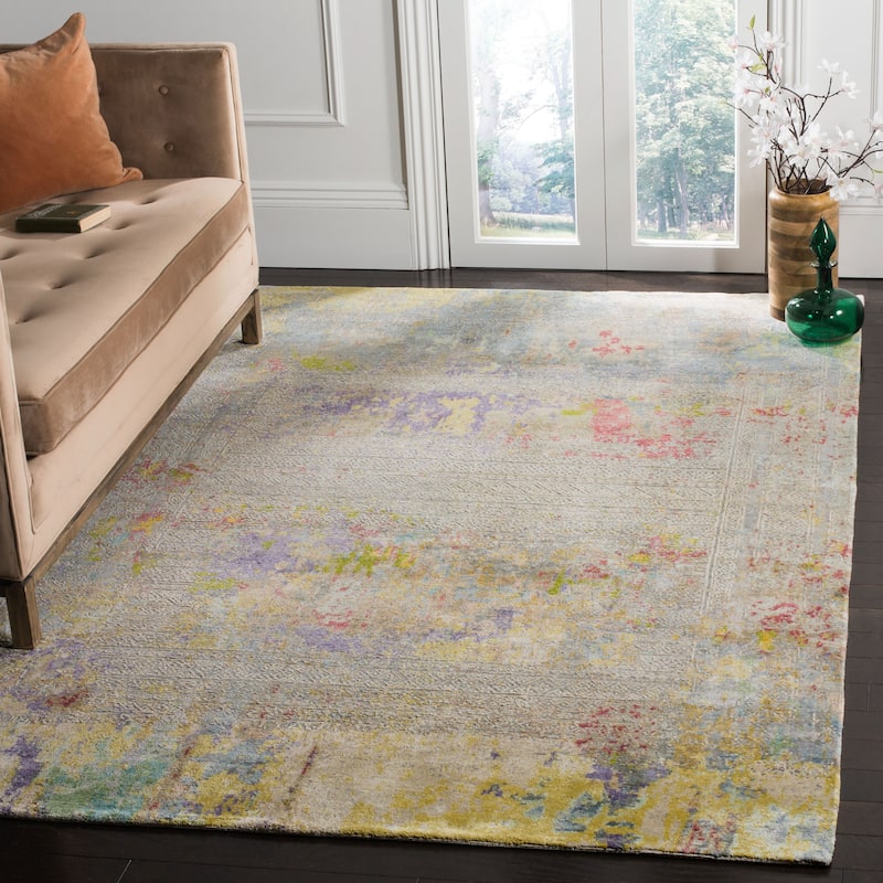 SAFAVIEH Couture Hand-knotted Centennial Kordula Modern Abstract Silk Rug - 6' x 9' - Multi