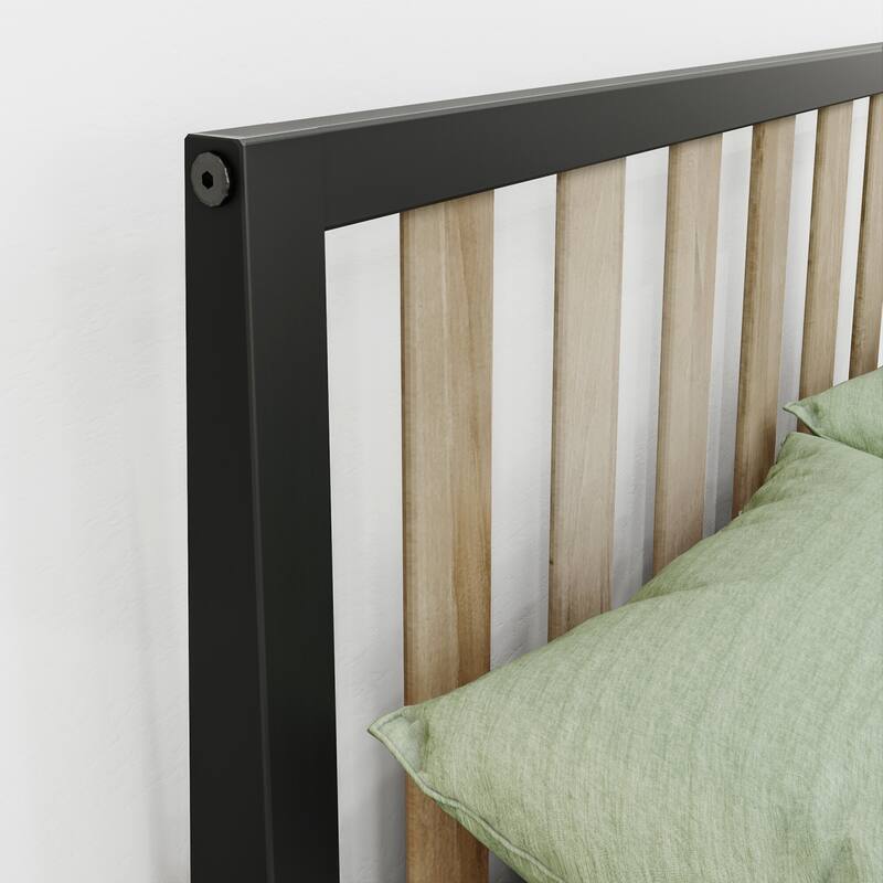 Max and Lily Scandinavian Twin-Size Bed with Slatted Headboard