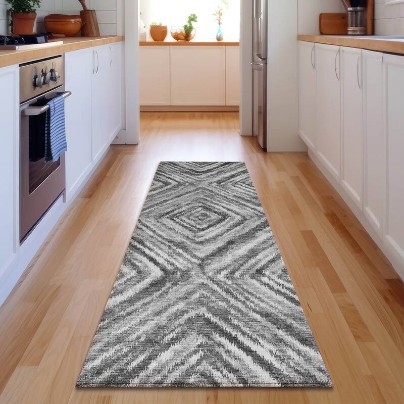 Premium Washable Super Soft Modern Diamond Mayfield Rug - Gray - 2' 3" x 7' 6" - Runner