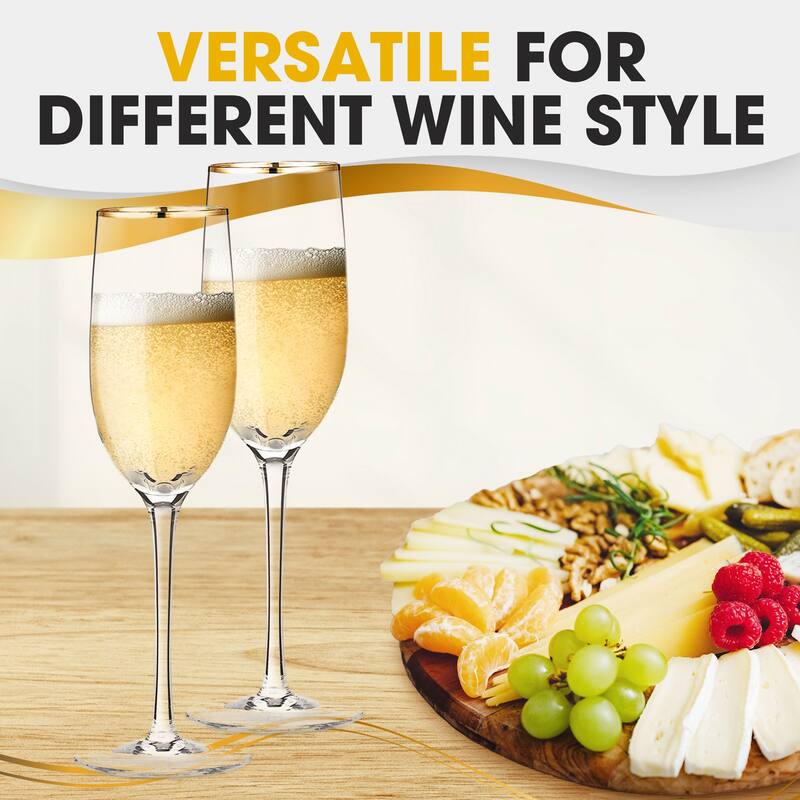 Berkware Crystal Champagne Flutes with Gold Rim
