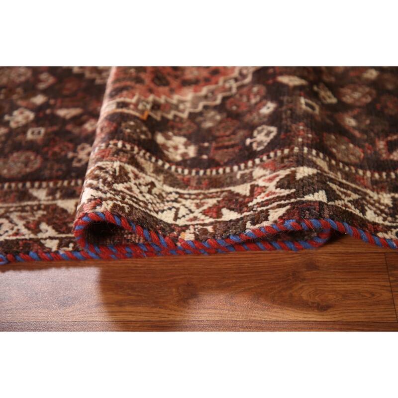 Tribal Shiraz Persian Vintage Area Rug Hand-knotted Wool Carpet - 3'9"x 5'0"