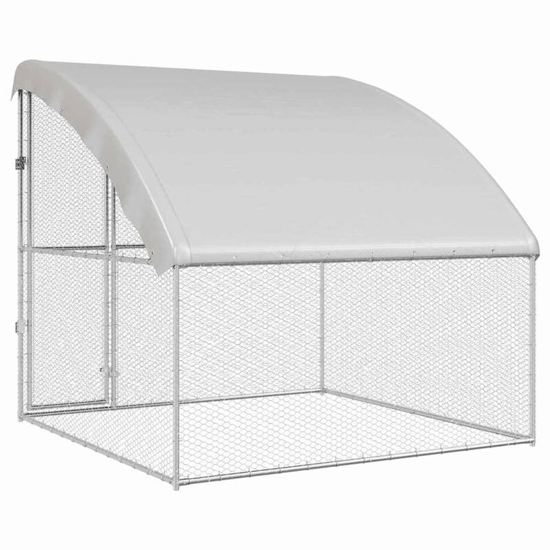 vidaXL Chicken Cage Silver 6.56 x 6.56 x 6.56 ft Galvanised Steel - 78.74 x 78.74 x 78.74 in