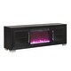 preview thumbnail 7 of 16, Furniture of America Fionna Modern Black Electric Fireplace TV Stand with LED and Shelves
