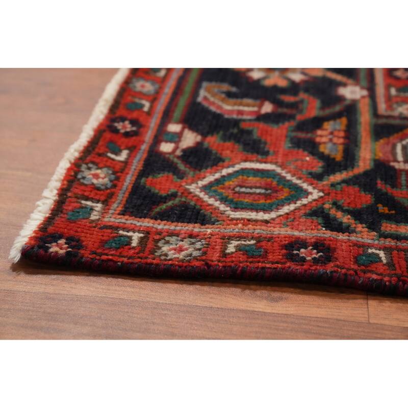 Hand Knotted Oriental 100% Wool Carpet Traditional Floral Red Heriz Area Rug - 11' 1'' X 7' 11''