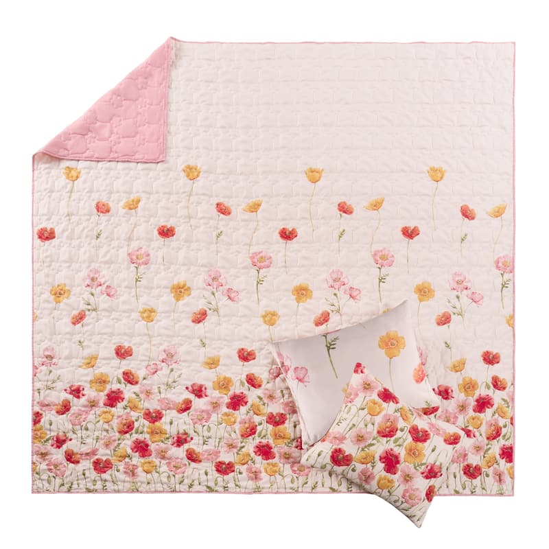 Greenland Home Fashions Breeze Poppy Print Quilt Set