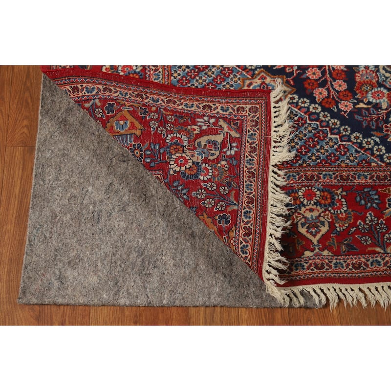Hand Knotted Oriental 100% Wool Carpet Traditional Floral Navy Blue & Blues Isfahan Area Rug - 6' 8'' X 4' 6''