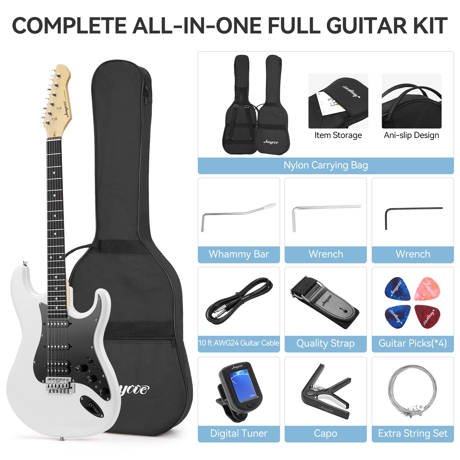 Electric Guitar With Effects System 39 Inch Guitar Kit Brown