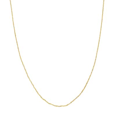Curata 10k Yellow Gold 1.15mm Singapore Chain Necklace (Spring Ring)