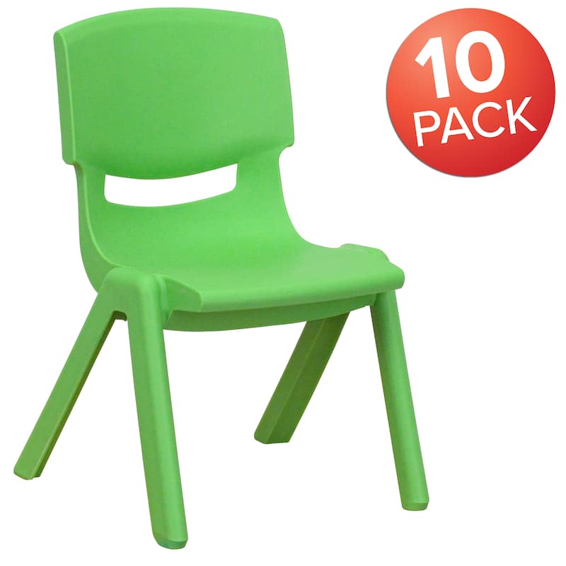 10PK Plastic Stackable Preschool Chair, 10.5" Seat Height - 14"D x 12.5"W x 20"H