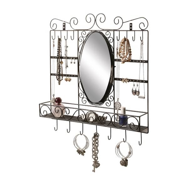 Shop Msr Mirrored Jewelry Organizer Black Wall Mounted Or Over