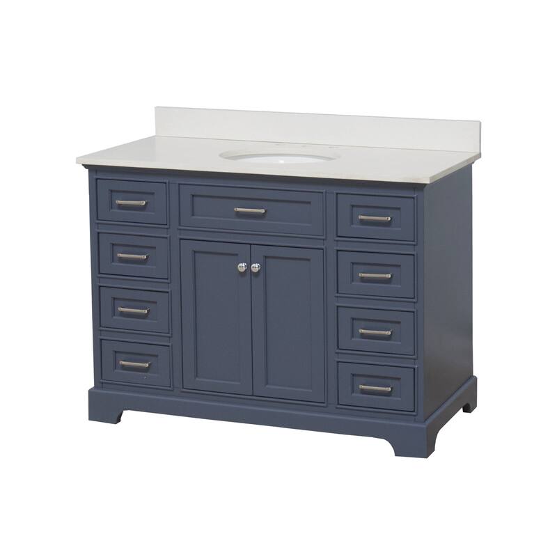KitchenBathCollection Aria 48" Bathroom Vanity with Quartz Top
