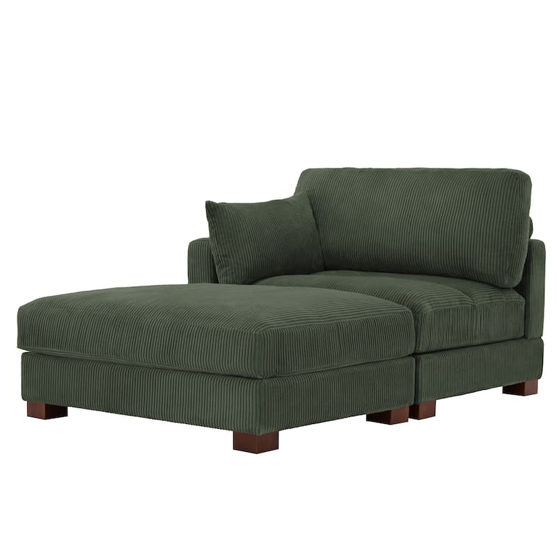 Modern 43'' Corduroy Comfy Sectional Chaise Lounge with Pillow