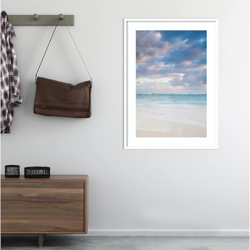 Bavaro Beach at Dawn by Walter Bibikow Danita Delimont Wood Framed Wall Art Print - Svelte White