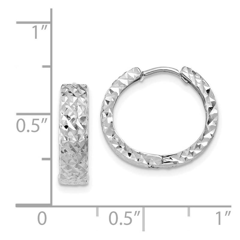 Curata 14k White Gold Diamond-Cut Hinged Hoop Earrings (6mm x 16mm)