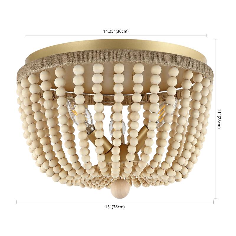 SAFAVIEH Lighting Alodia Chandelier - White Wash/Rope - 15"W x 15"D x 11"H