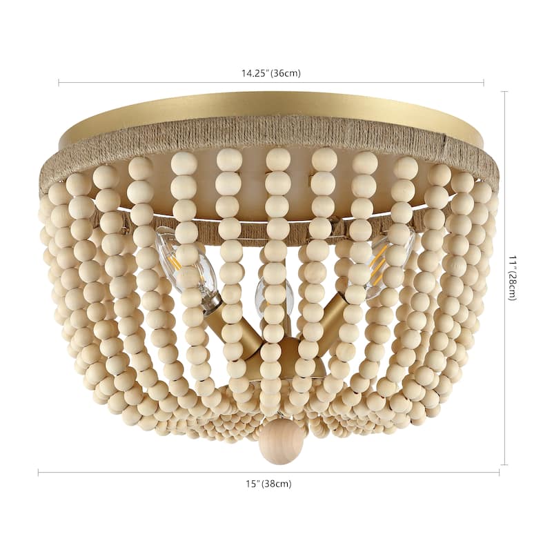 SAFAVIEH Lighting Dawn Chandelier - 15" W x 15" D x 11" H - White Wash/Rope