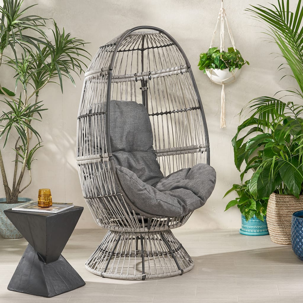 Pintan Outdoor Wicker Swivel Egg Chair by Christopher Knight Home