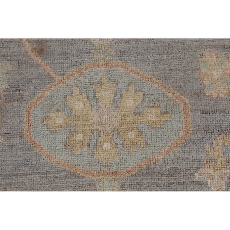 Hand Knotted Oriental 100% Wool Carpet Transitional All-Over Navy Blue & Blues Oushak Area Rug - 11' 11'' X 9' 0''