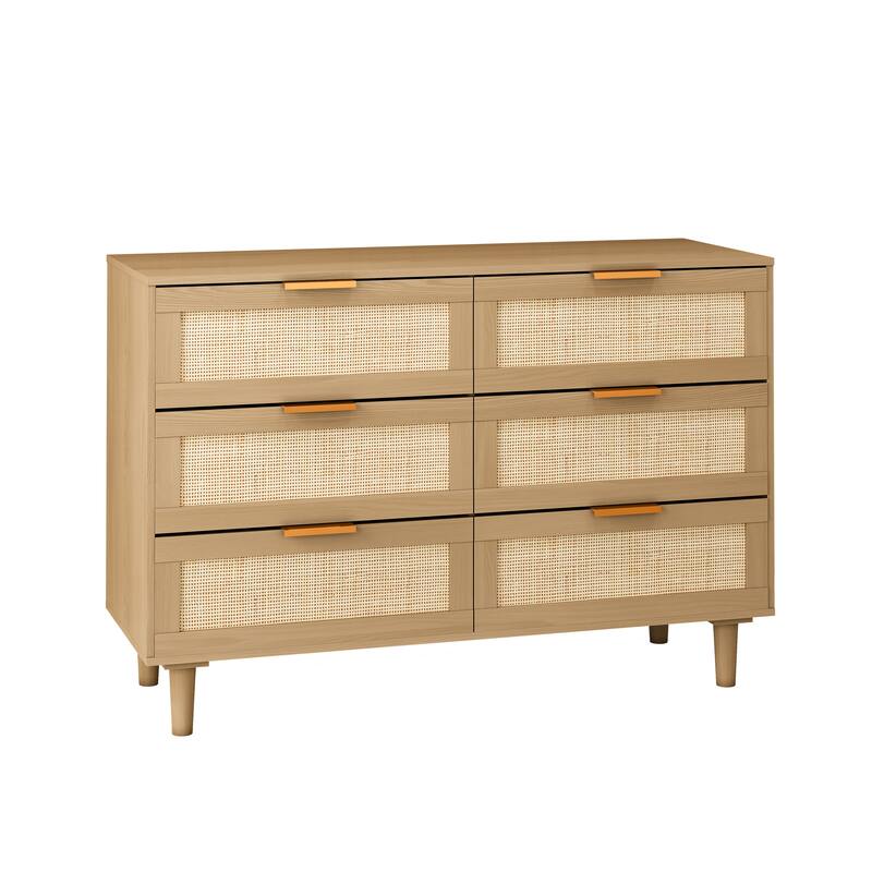 Modern Rattan Dressing Stylish Simple Dressing with 6 Drawers, for Bedroom Living Room Hallway