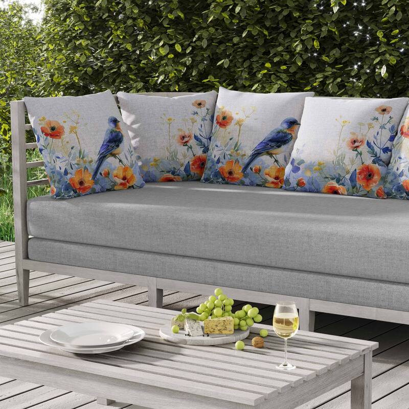 Tranquil Thicket Indoor/Outdoor Reversible Throw Pillow Blue and Orange