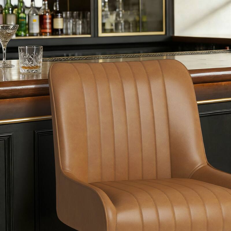 26" Faux Leather Upholstered Wood Swivel Counter Stool Set of 3 or 4 - 38.8"H x 20.5"W x 21.7"D