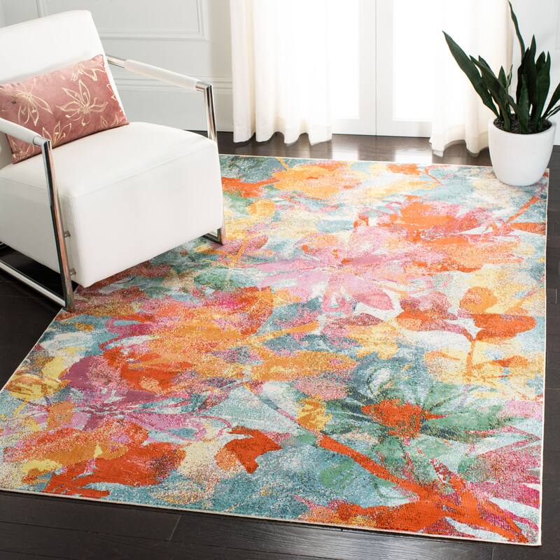 SAFAVIEH Lillian Sanzia Abstract Floral Rug - 8' x 10' - Blue/Orange
