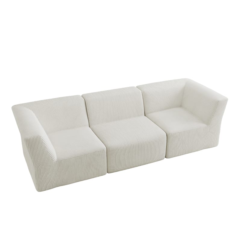 106" W Corduroy Fully Sponge Molded Modular Sectional Sofa