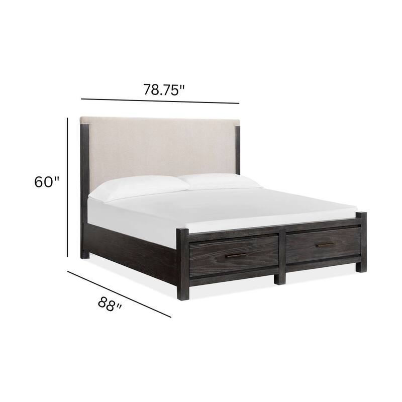 Magnussen Home Plum Creek Ravenwood Black Upholstered Panel Storage Bed