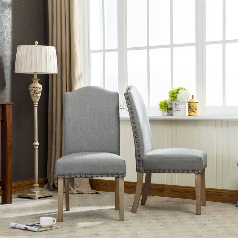 Mod Urban Style Solid Wood Nailhead Fabric Padded Parson Chair,2 PCS