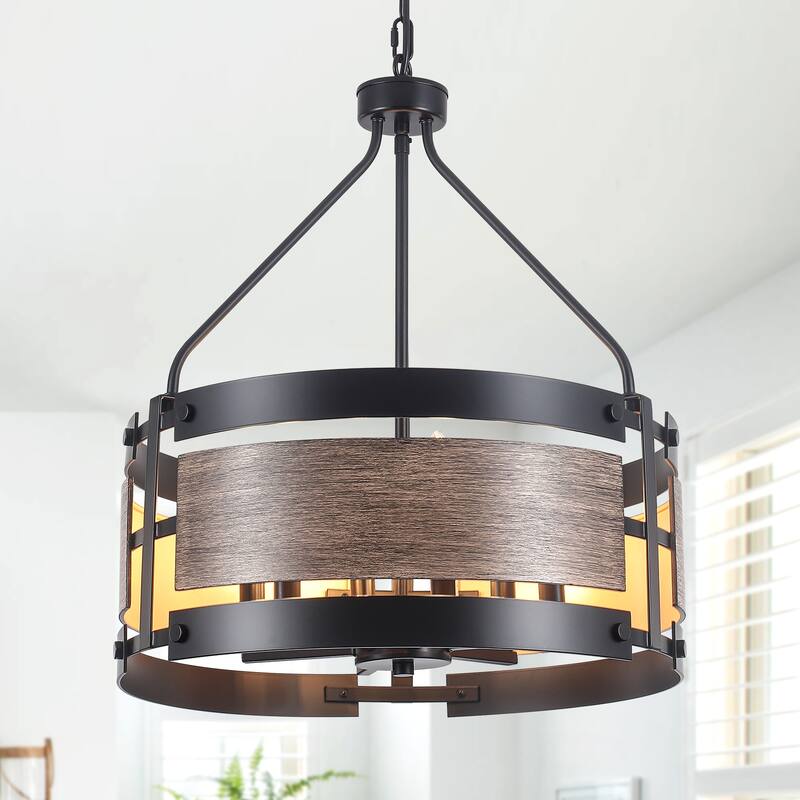 6-Light Vintage Elegant Chandelier with Faux Wood Finish Metal Frame Bulb Not Included