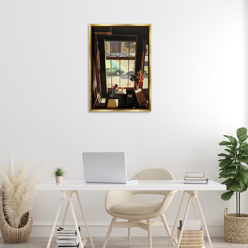 Stupell Tranquil Cafe Environment Framed Floater Canvas Wall Art Design By Keith Thomson