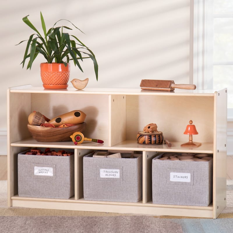 Guidecraft EdQ Essentials Two Shelf 5 Compartment Storage 24''