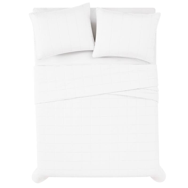 London Fog Garment Wash Solid 3 Piece Quilt Set