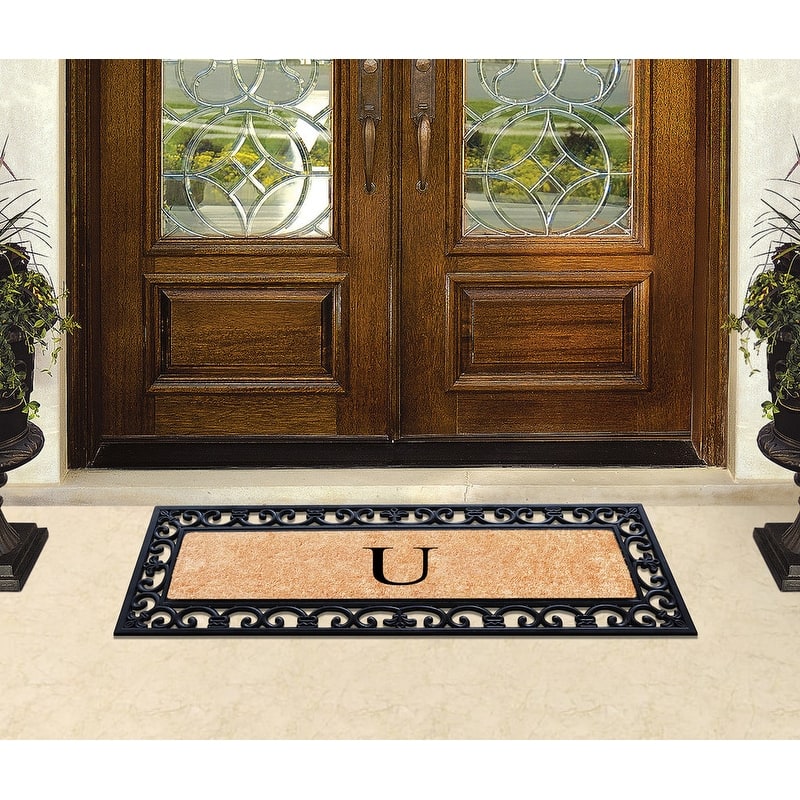 A1HC Exclusive Hand Crafted Myla Monogrammed Entry Doormat, 18" x 48"