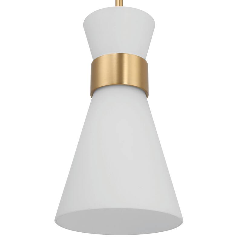 Kit Tapered Opal Glass and Metal Ceiling Light - 7.0"L x 7.0"W x 12.0"H