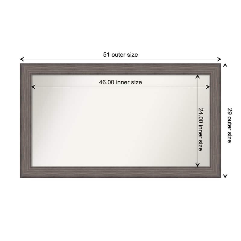 Country Barnwood Framed Non-Beveled Custom Wall Mirror, Bathroom Vanity Mirror - Outer Size: 51.25 x 29.25
