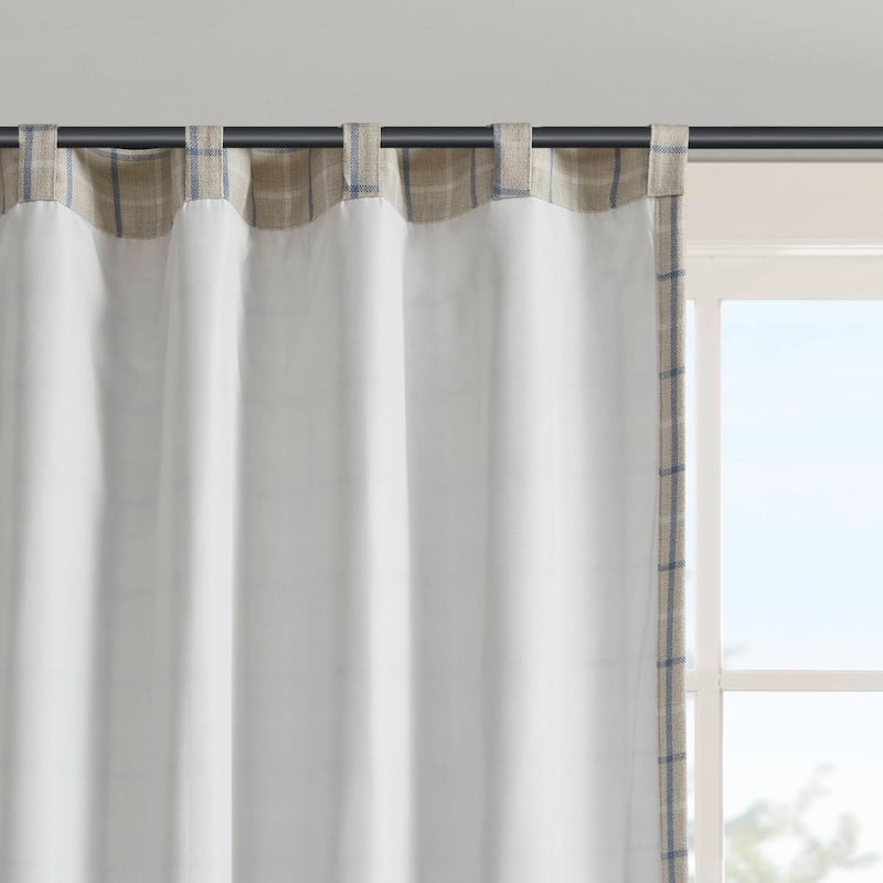 Madison Park Anaheim Plaid Rod Pocket and Back Tab Single Curtain Panel with Fleece Lining