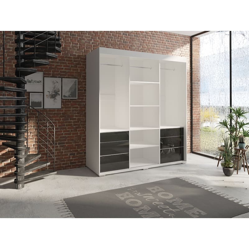 Monaco 3-door Modern 71-inch Wardrobe with Mirror